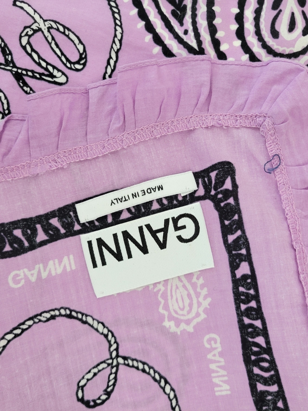 Ganni Lavender Paisley Ruffle Bandana Scarf - Picture 4 of 4